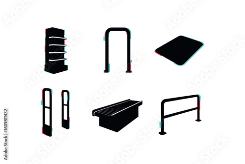 isolated backgond aisle end cap display aisle grab handle aisle walkway mat aisle scanner aisle conveyor section aisle handrail bar