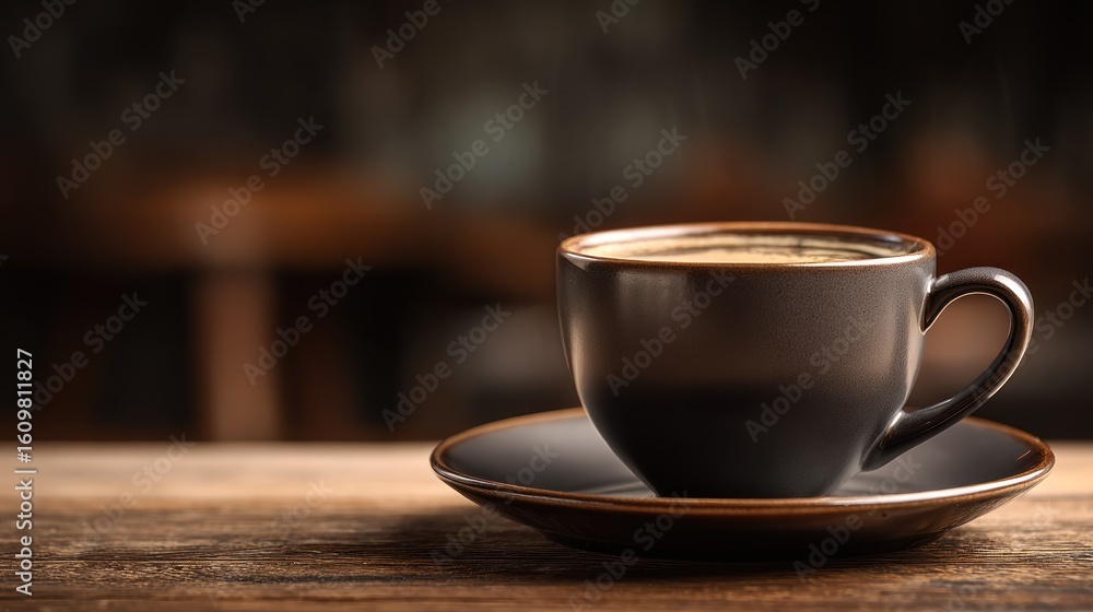 Coffee cup on wooden table Coffee cup on wooden table