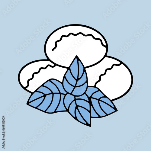 Mozzarella cheese with basil vector icon