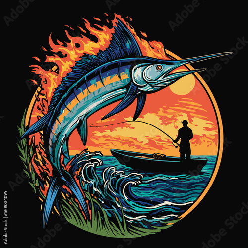 fishing marline vector illustration