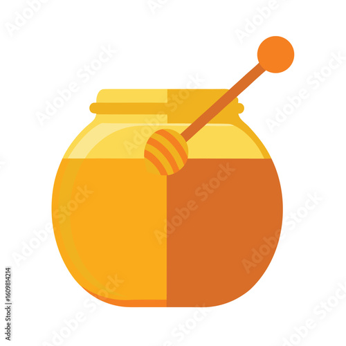 round jar of honey with dipper