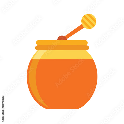 round jar of honey with dipper
