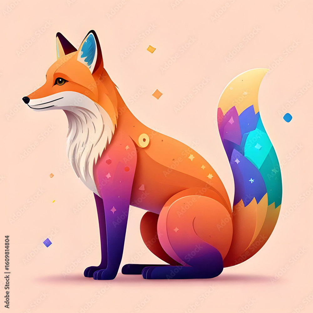 Obraz premium Fox animal color image icon 