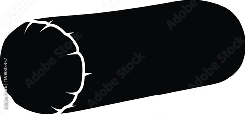 Black cylindrical object with textured end on white background cylinder simple
