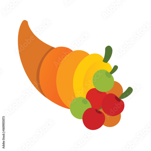 cornucopia horn with fruit spilling out