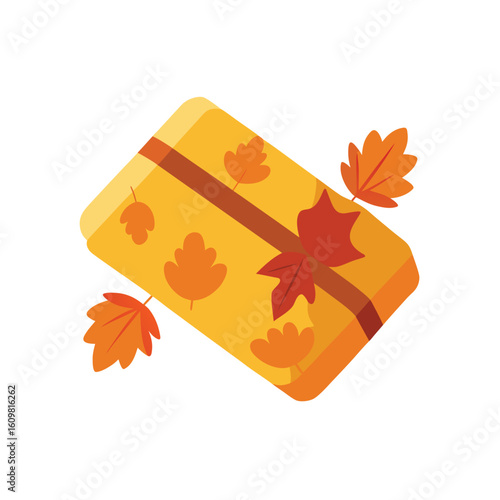 bar of soap wrapped in autumn paper