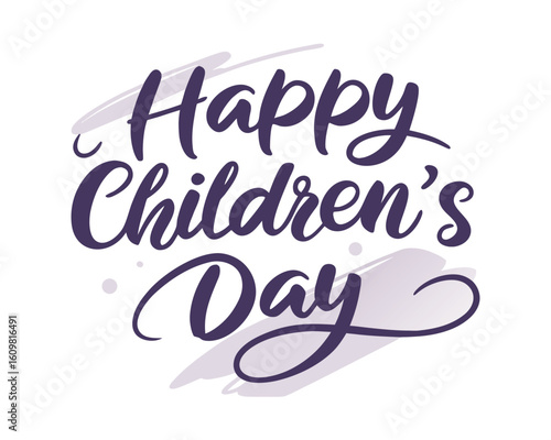 Happy Childrens Day Calligraphy Design Festive Greeting