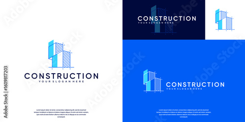 Building structure, apartment construction, abstract line combination style, vector design illustration.