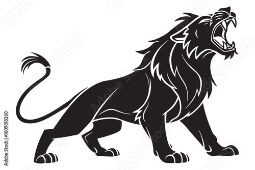 Slika na platnu simba lion sihouette black vector