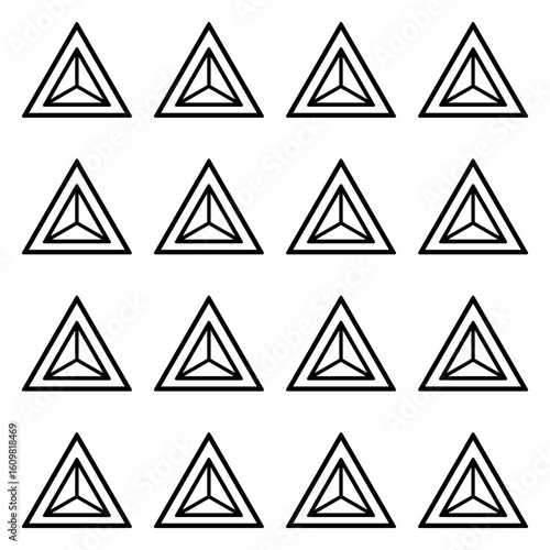 Free Download A seamless pattern of layered black triangles, containing smaller concentric triangles within them, creating a geometric motif. - GFXLoad