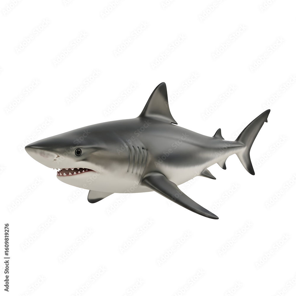 Obraz premium Great white shark portrait on black background
