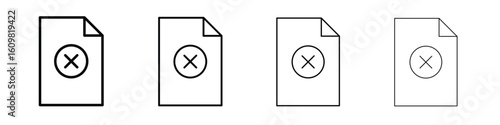 Delete Document icon in modern stroke line style. Vector 10 eps
