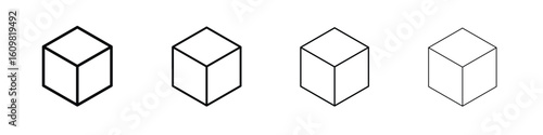Cube icon in modern stroke line style. Vector 10 eps