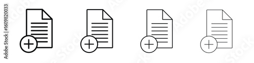 Add document icon in modern stroke line style. Vector 10 eps