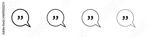 Comment quote icon in modern stroke line style. Vector 10 eps