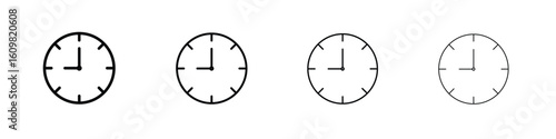 Clock nine icon in modern stroke line style. Vector 10 eps