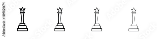 Chess queen icon in modern stroke line style. Vector 10 eps