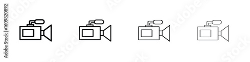 Camcorder icon in modern stroke line style. Vector 10 eps
