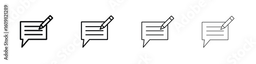 Write comment icon in modern stroke line style. Vector 10 eps