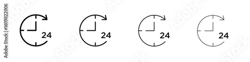 Time twenty four icon in modern stroke line style. Vector 10 eps