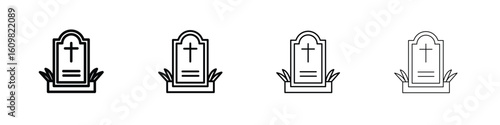 Tombstone icon in modern stroke line style. Vector 10 eps