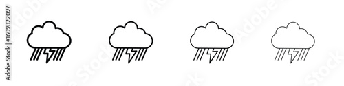 Thunderstorm icon in modern stroke line style. Vector 10 eps