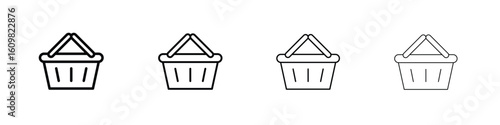 Shopping basket icon in modern stroke line style. Vector 10 eps