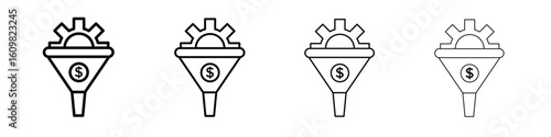 Sales funnel icon in modern stroke line style. Vector 10 eps