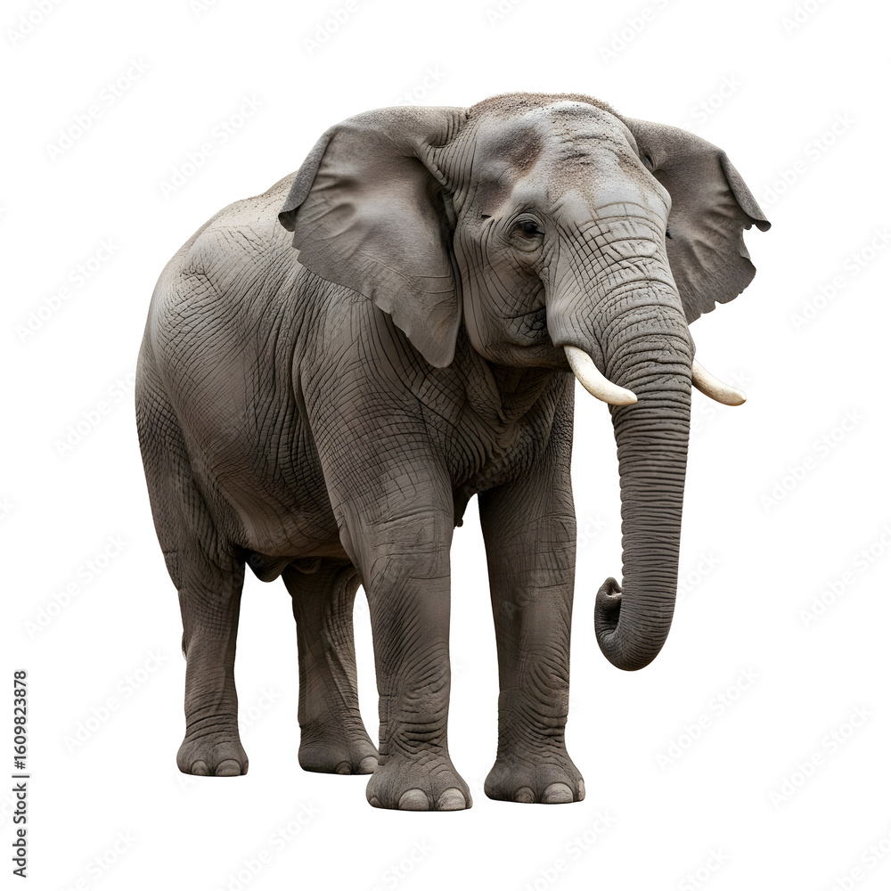 Fototapeta premium Magnificent elephant portrait on a black background