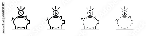 Piggy bank icon in modern stroke line style. Vector 10 eps