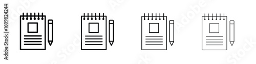 Notebook icon in modern stroke line style. Vector 10 eps
