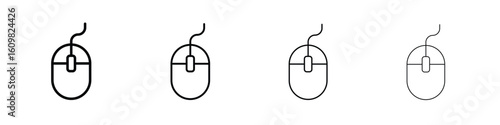Mouse icon in modern stroke line style. Vector 10 eps