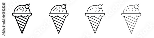 Ice cream icon in modern stroke line style. Vector 10 eps
