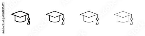 Graduation cap icon in modern stroke line style. Vector 10 eps