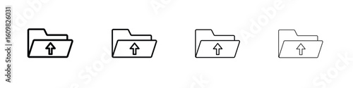 Folder upload icon in modern stroke line style. Vector 10 eps