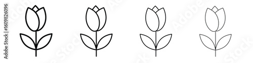 Flower tulip icon in modern stroke line style. Vector 10 eps