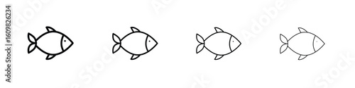 Fish icon in modern stroke line style. Vector 10 eps