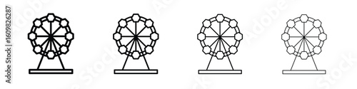 Ferris wheel icon in modern stroke line style. Vector 10 eps
