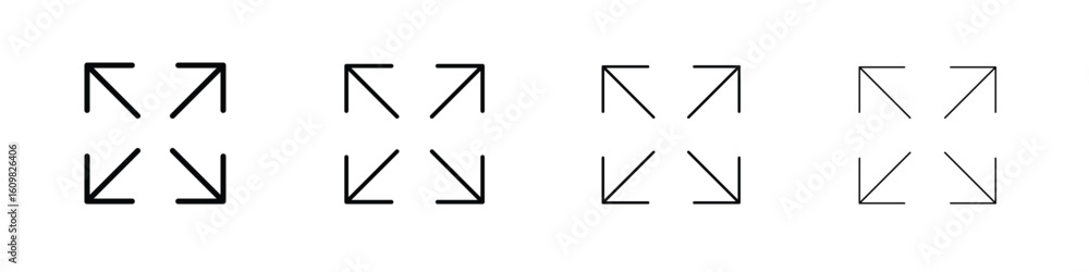 Fototapeta premium Expand arrows icon in modern stroke line style. Vector 10 eps