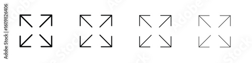 Expand arrows icon in modern stroke line style. Vector 10 eps