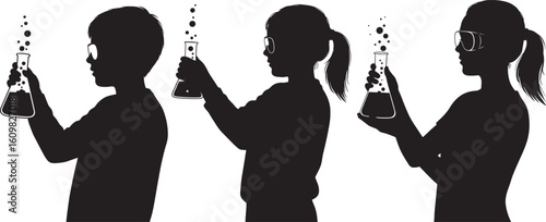 Three women holding bottles with straws silhouette
