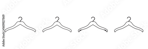 clothes hangers set of silhouettes. collection of Hanger stylish icon. black Clothes hanger set vector illustration on white background.