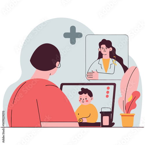 A person receives a remote medical consultation from a doctor via video call on their laptop showcasing modern healthcare access