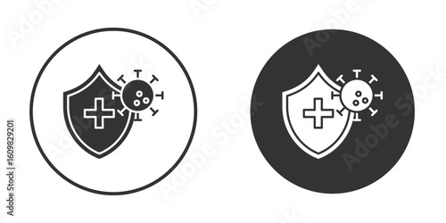 Shield virus icon Symbol, logo illustration. Vector graphics for web.
