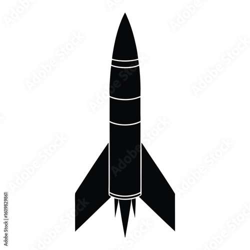 Modern Ballistic Rocket Silhouette Strong Tactical Warfare Artwork