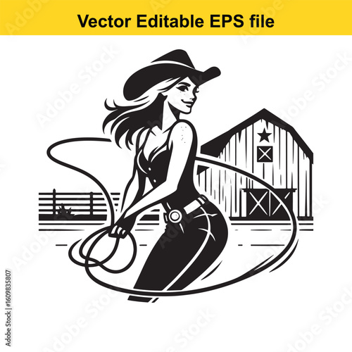 Cowboy riding a bucking horse silhouette