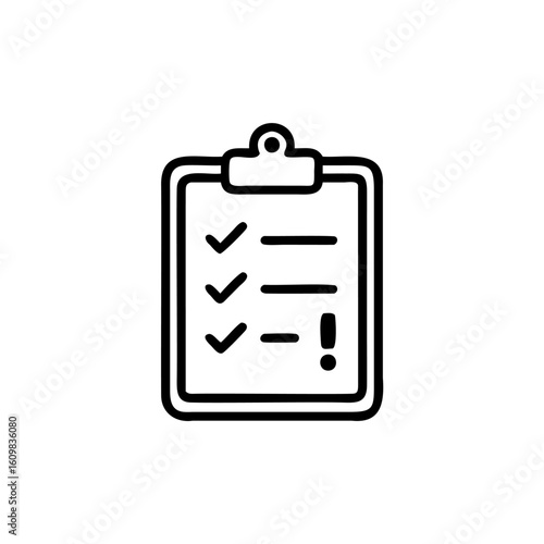 Icon a checklist with checkmarks an exclamation mark task to-do