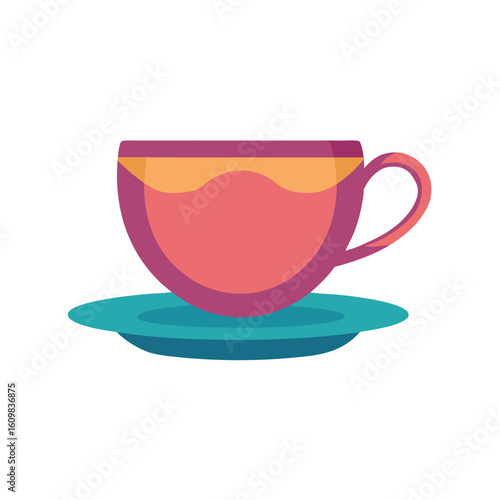 teacup with saucer cartoon vector
