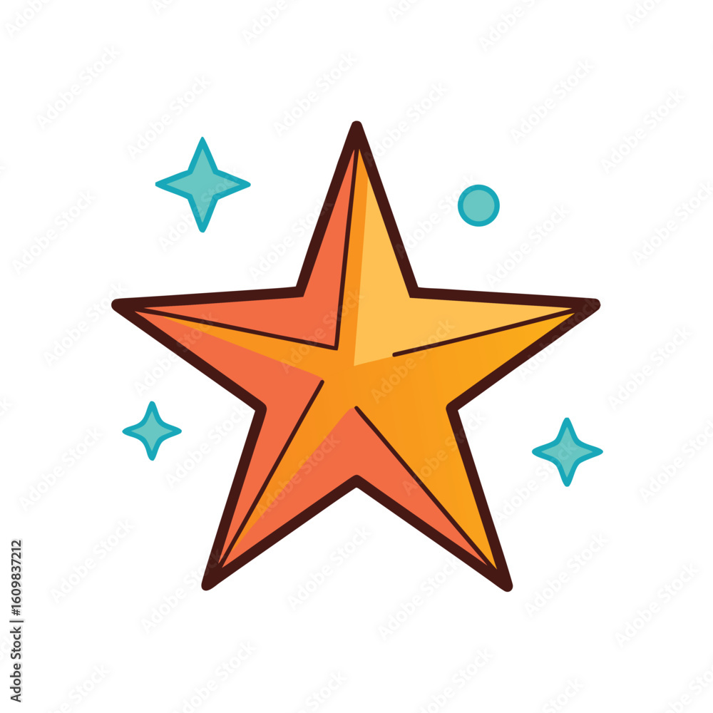 Obraz premium star with sparkles cartoon vector