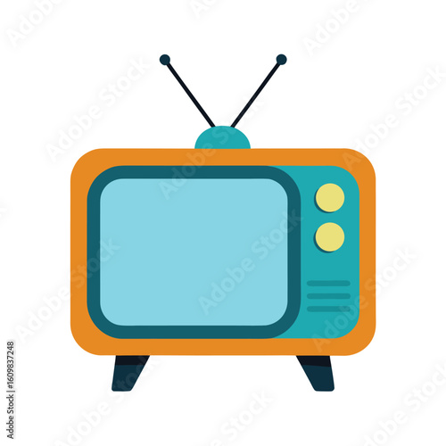 retro tv with antenna vector cartoon